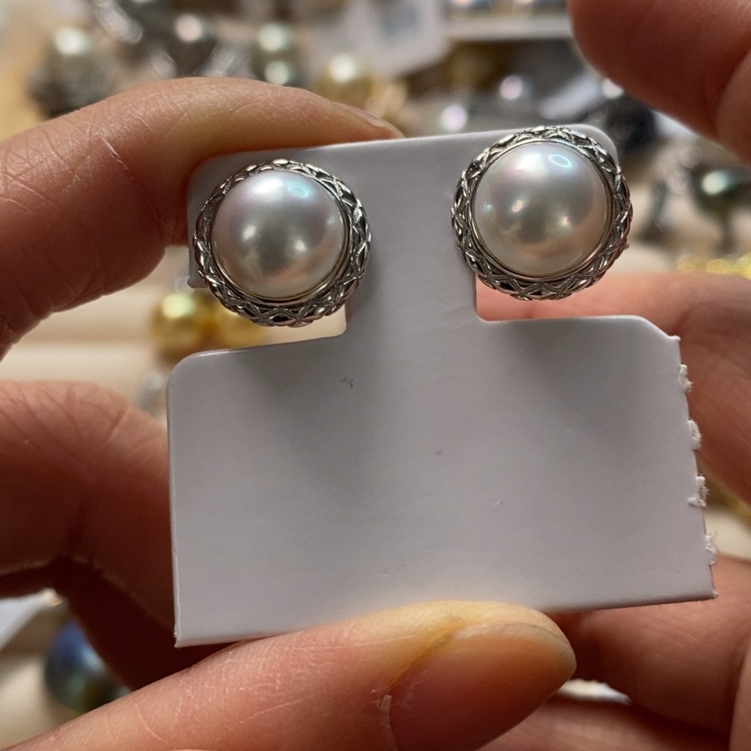 拼合珍珠（马贝珠）耳饰银S925镶嵌
