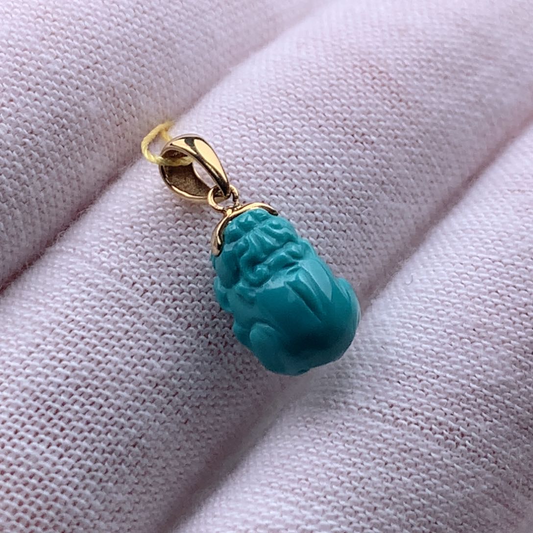 18K金镶嵌绿松石珠宝奇石