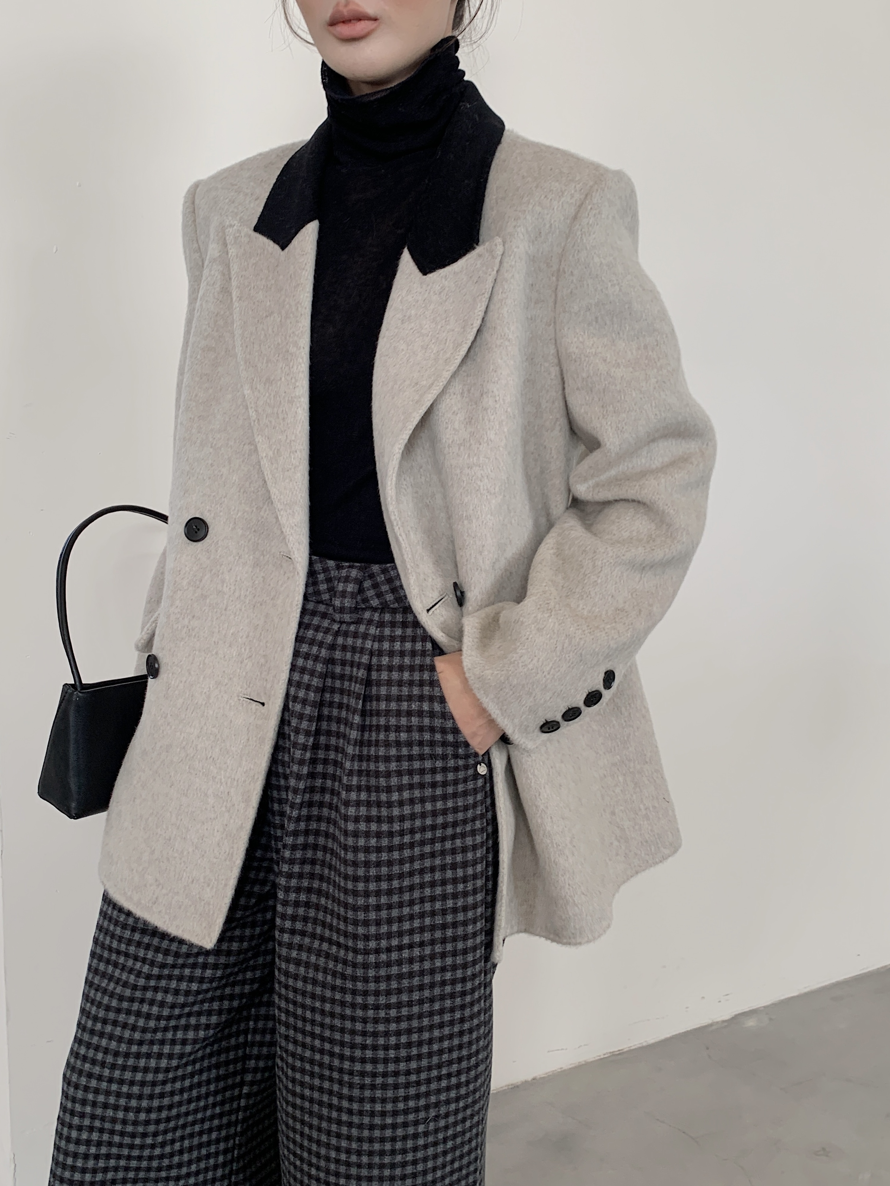 D&Q STUDIO！YICHEN中长款小西装拼接羊毛外套YC 25113