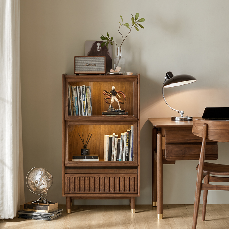 留意北欧黑胡桃木实木斗柜客厅收纳柜卧室家用落地抽屉柜电视边柜