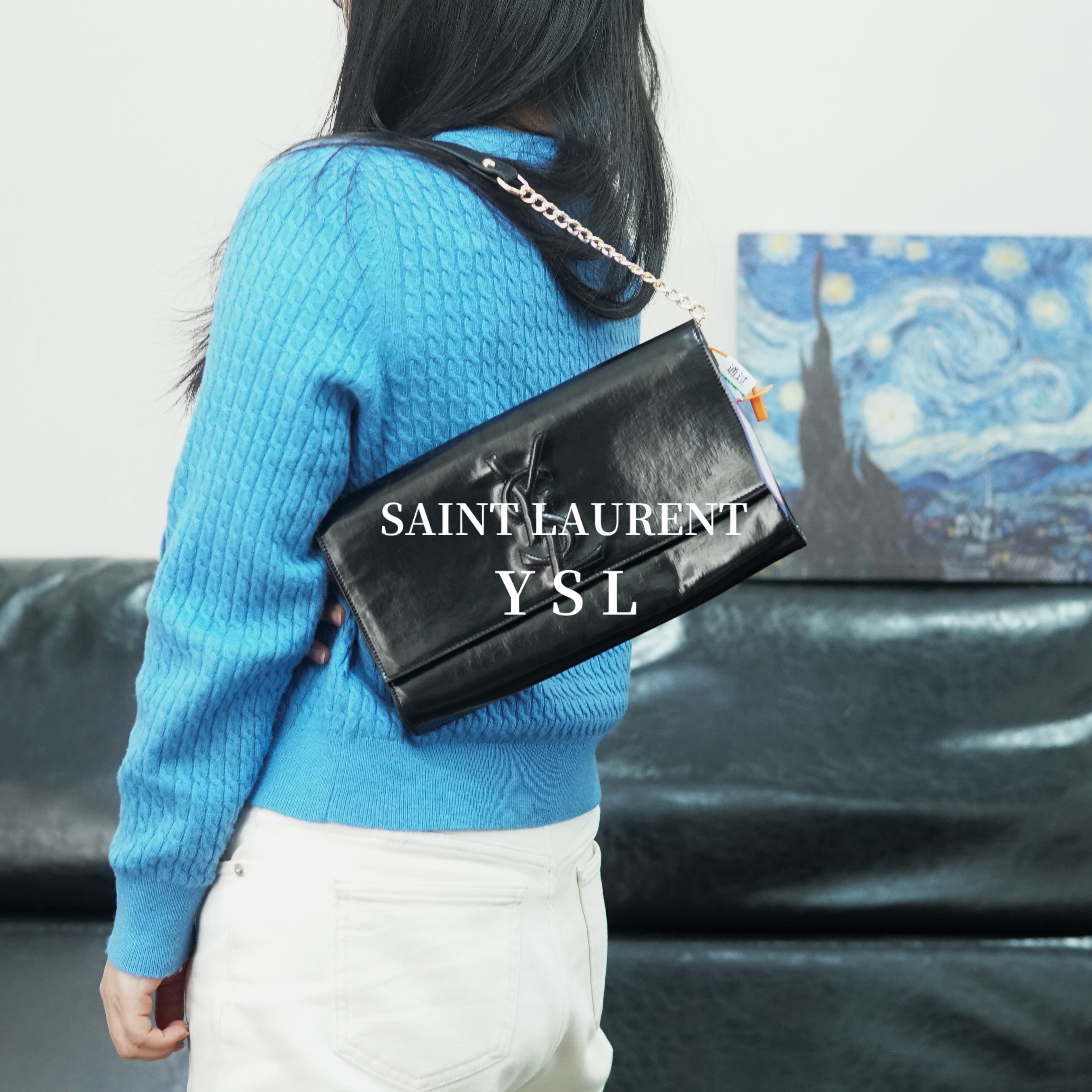 95新 YSL/圣罗兰 黑色单肩包/FYSC01210060/0060