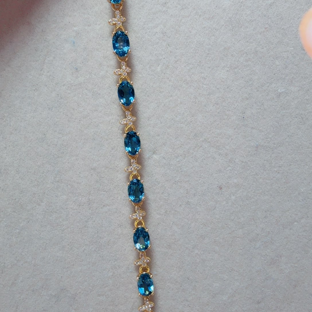 托帕石手链银S925镶嵌国首质检