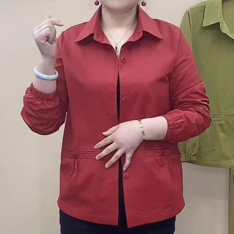 2025春季新款母亲节时尚翻领短外套女宽松显瘦百搭休闲上衣妈妈装