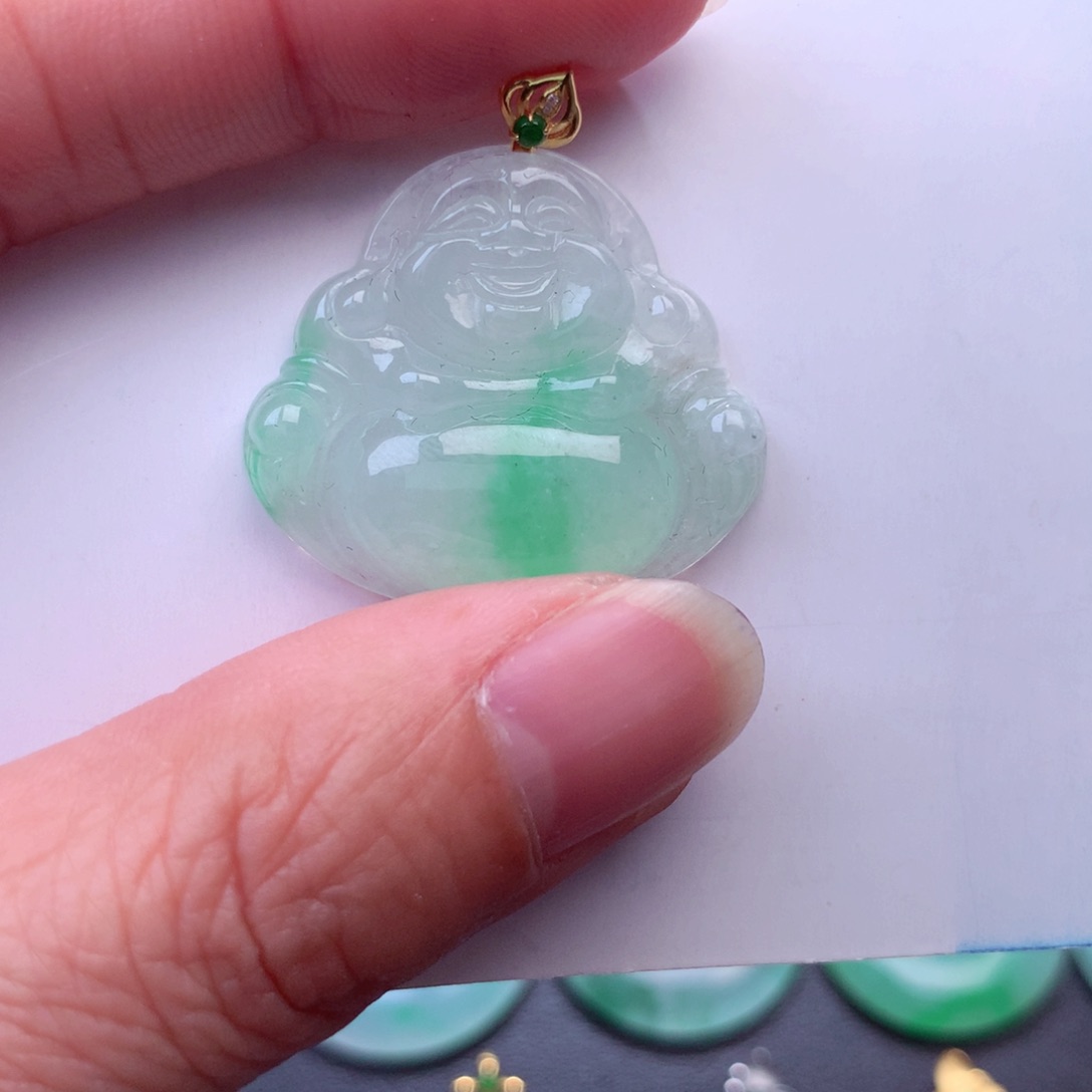 翡翠吊坠(不含链)18K金镶嵌