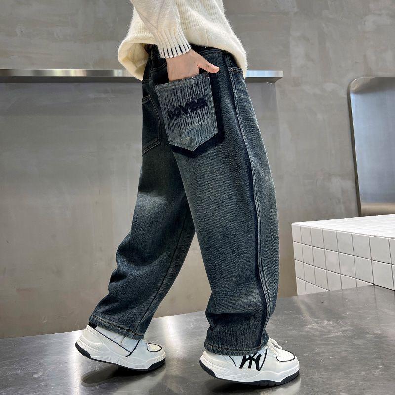 男童牛仔裤2025新款男孩裤子春秋款直筒裤韩版秋季宽松百搭休闲裤