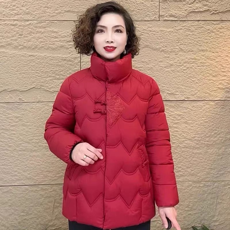 新中式盘扣刺绣棉服女常规款冬装新款洋气立领棉袄外套9907