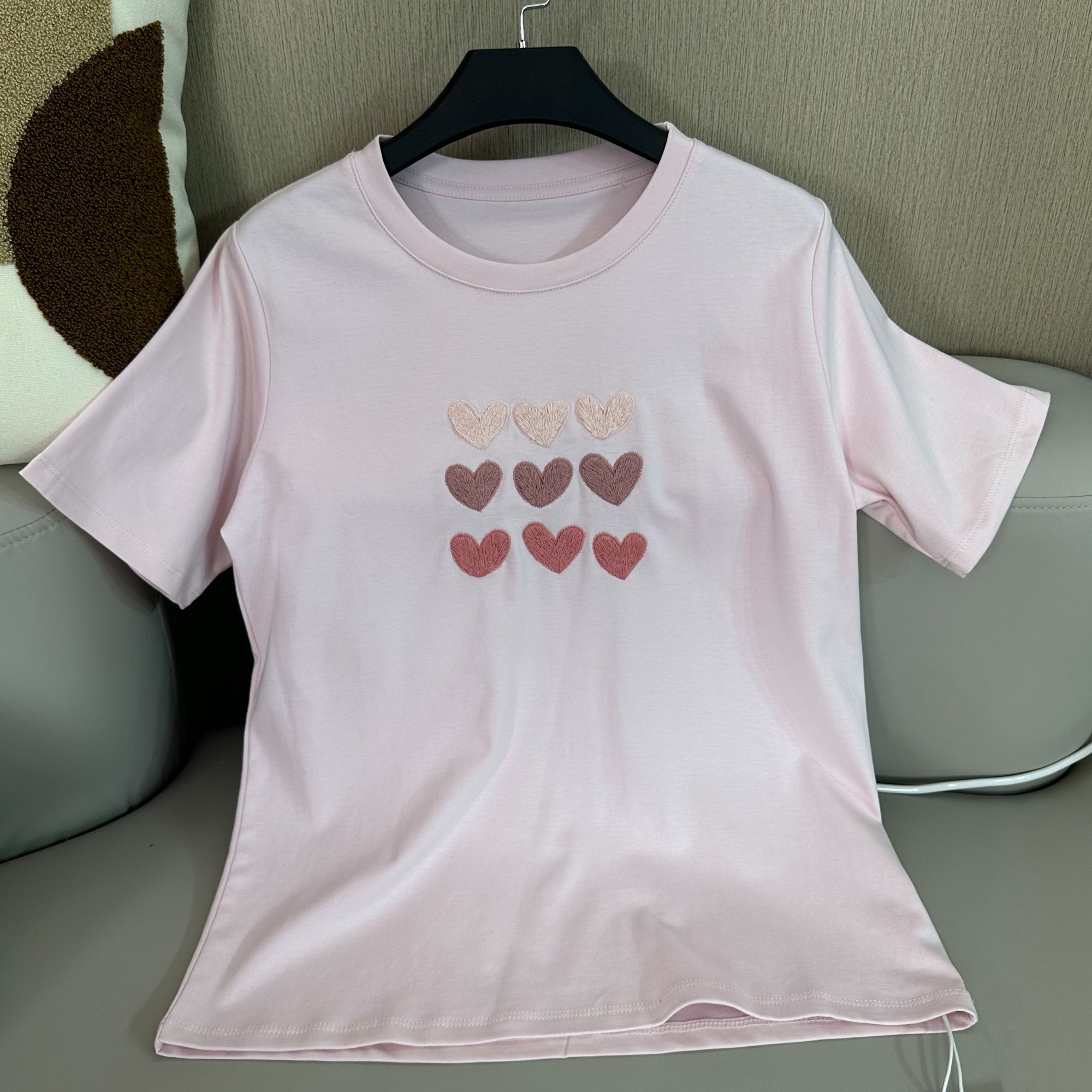 【吴姐定制】T2231 春夏上新刺绣清爽纯棉双面短袖T恤
