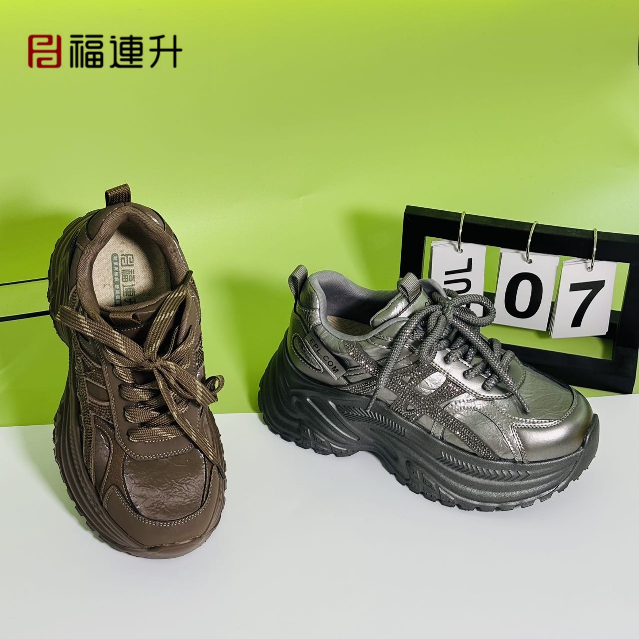 FULIANSHENG/福連升秋季休闲鞋潮鞋女鞋厚底系带百搭鞋子女款