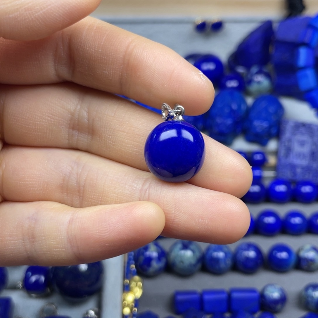 青金石吊坠银S925镶嵌