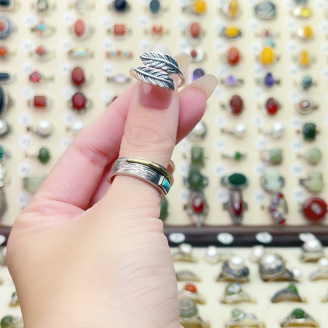 琥珀银S925镶嵌戒指