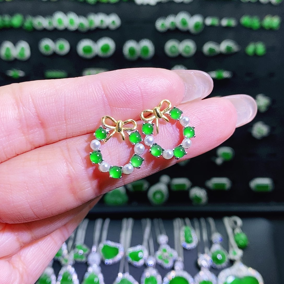 翡翠银S925镶嵌耳饰多样性