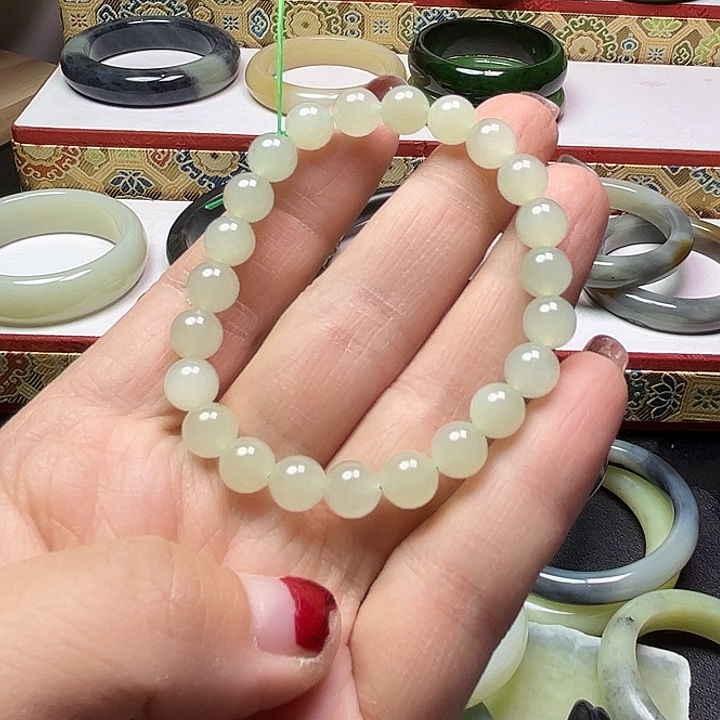 和田玉未镶嵌手链清水高冰手串8卡