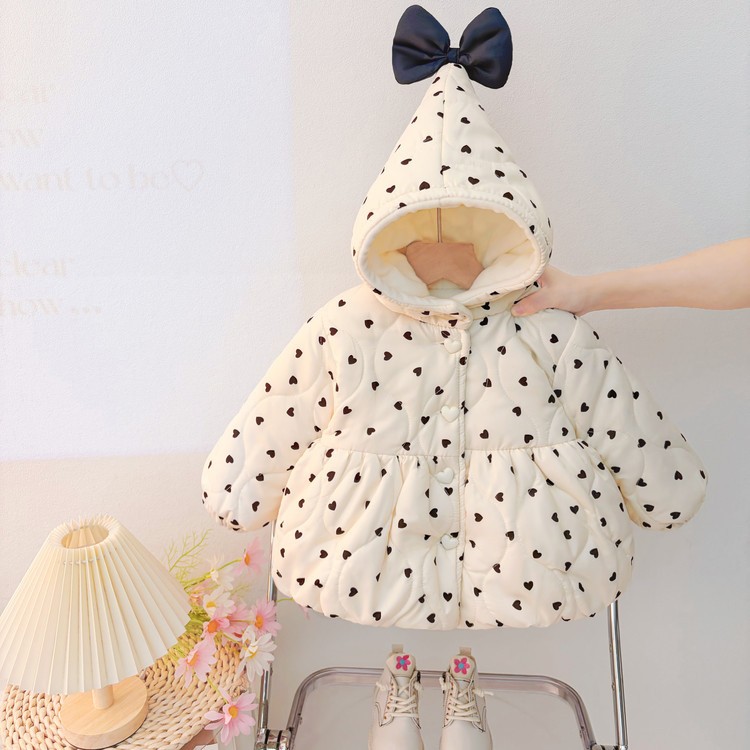 女童棉服秋冬装2025新款女宝宝加绒夹棉外套冬季洋气儿童棉衣棉袄