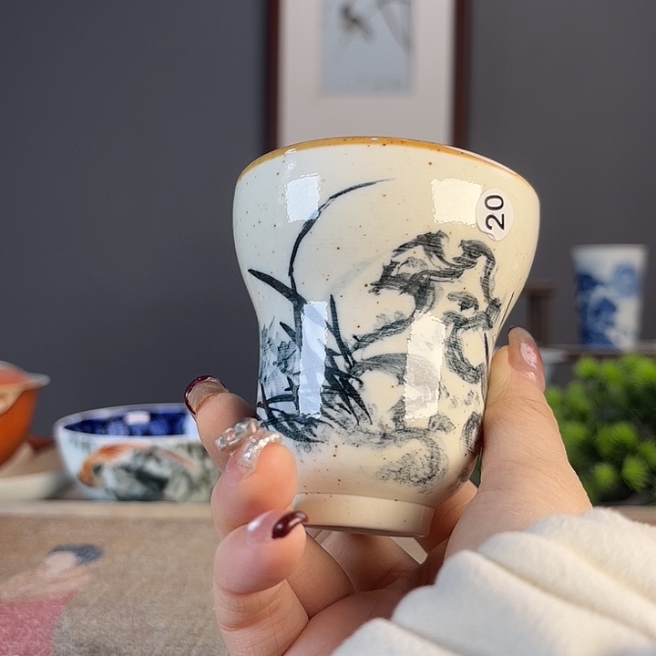 摆件景德柴烧茶杯多人