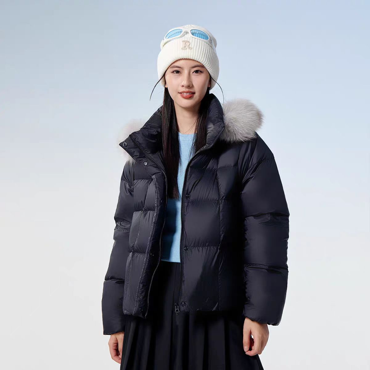 TFK/2025短款女士大毛领泡芙感羽绒服83681