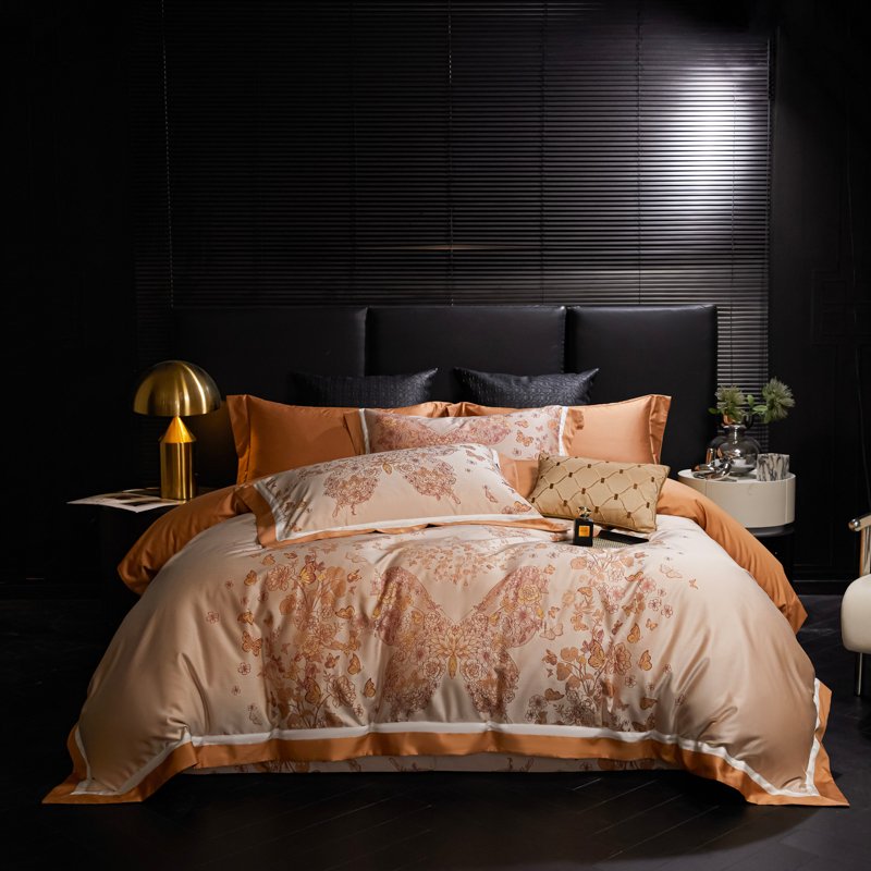 【专柜清仓】lsdw色织提花天丝棉被套床盖款四件套-花落莉亚
