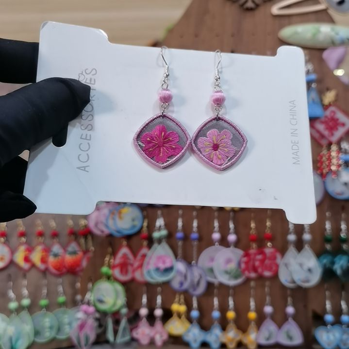 织绣苏绣耳环耳钉耳饰