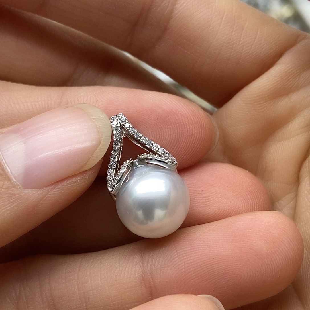 吊坠(不含链)海水珍珠银S925镶嵌