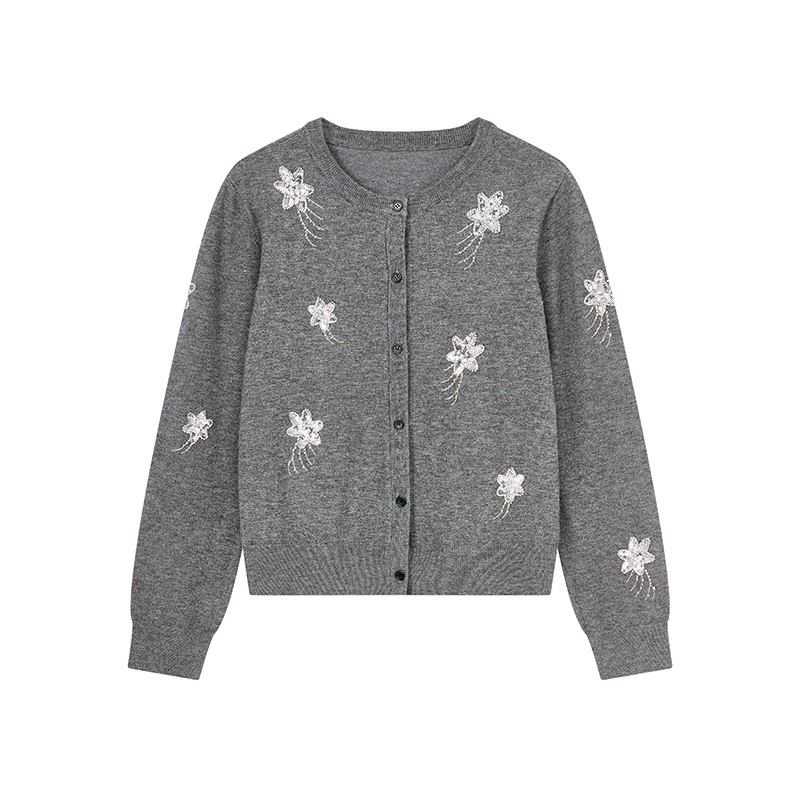 【达人专属】绣花针织开衫W9506