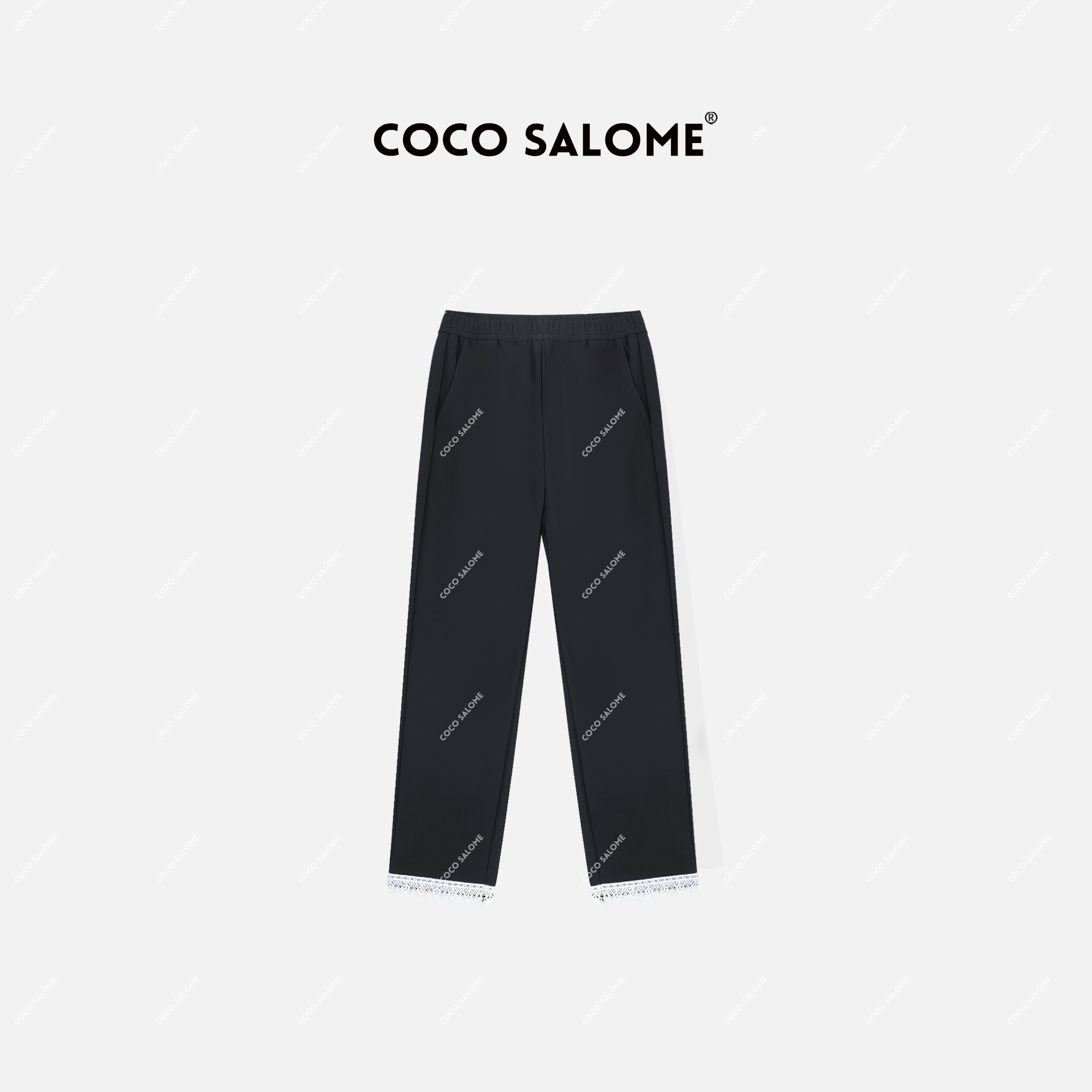 COCO SALOME【花边裤】蕾丝花边气质高级感女装九分烟管直筒裤613C
