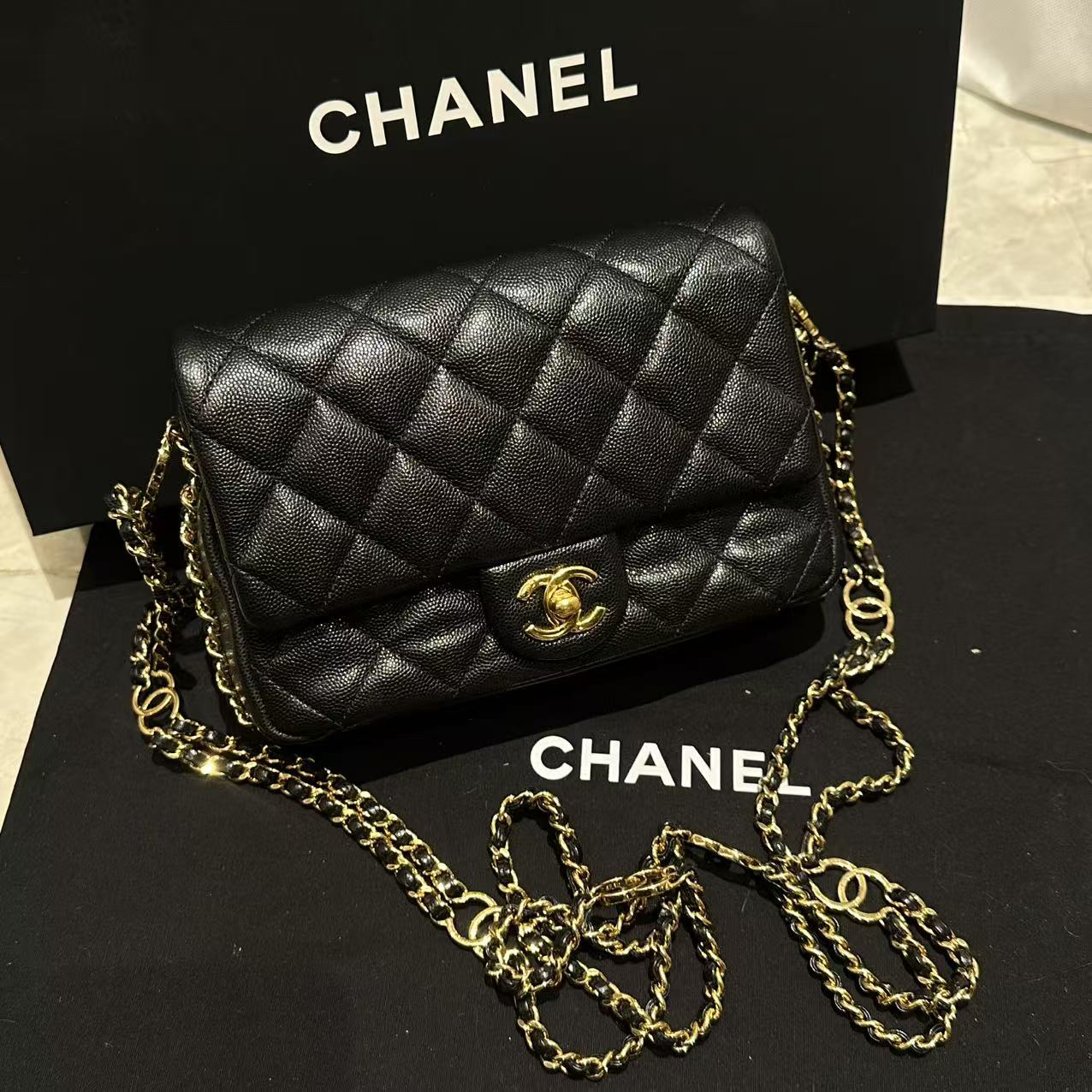 95新 Chanel/香奈儿 泡泡专属/香奈儿23c双链条大mini包/98新包展