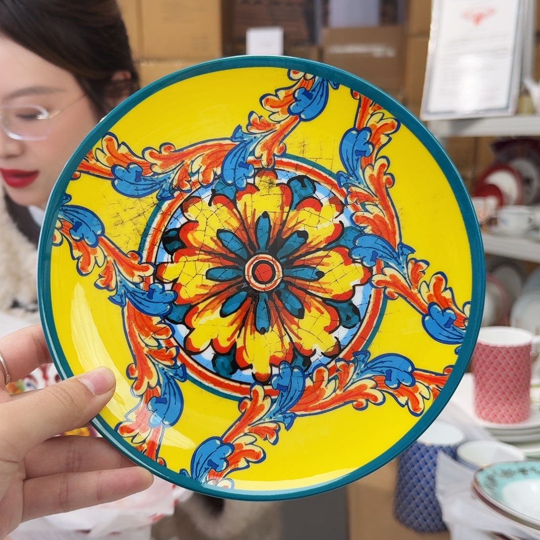 骨瓷高骨瓷8英寸月光盘20cm一个外贸骨瓷