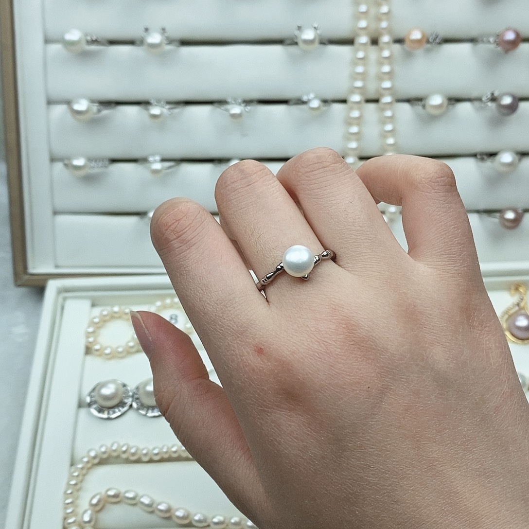 南***️淡水珍珠戒指银S925镶嵌