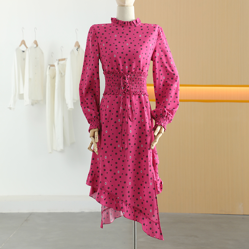 【半价q仓-唐长老自营】货号50133女装新款收腰不规则裙摆连衣裙