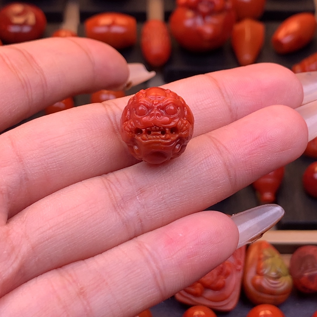 南红玛瑙未镶嵌保山精工貔貅圆珠15mm