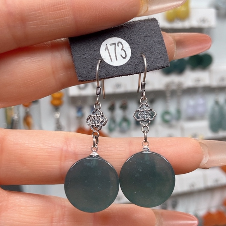 【闪购商品】翡翠耳饰银S925镶嵌耳饰