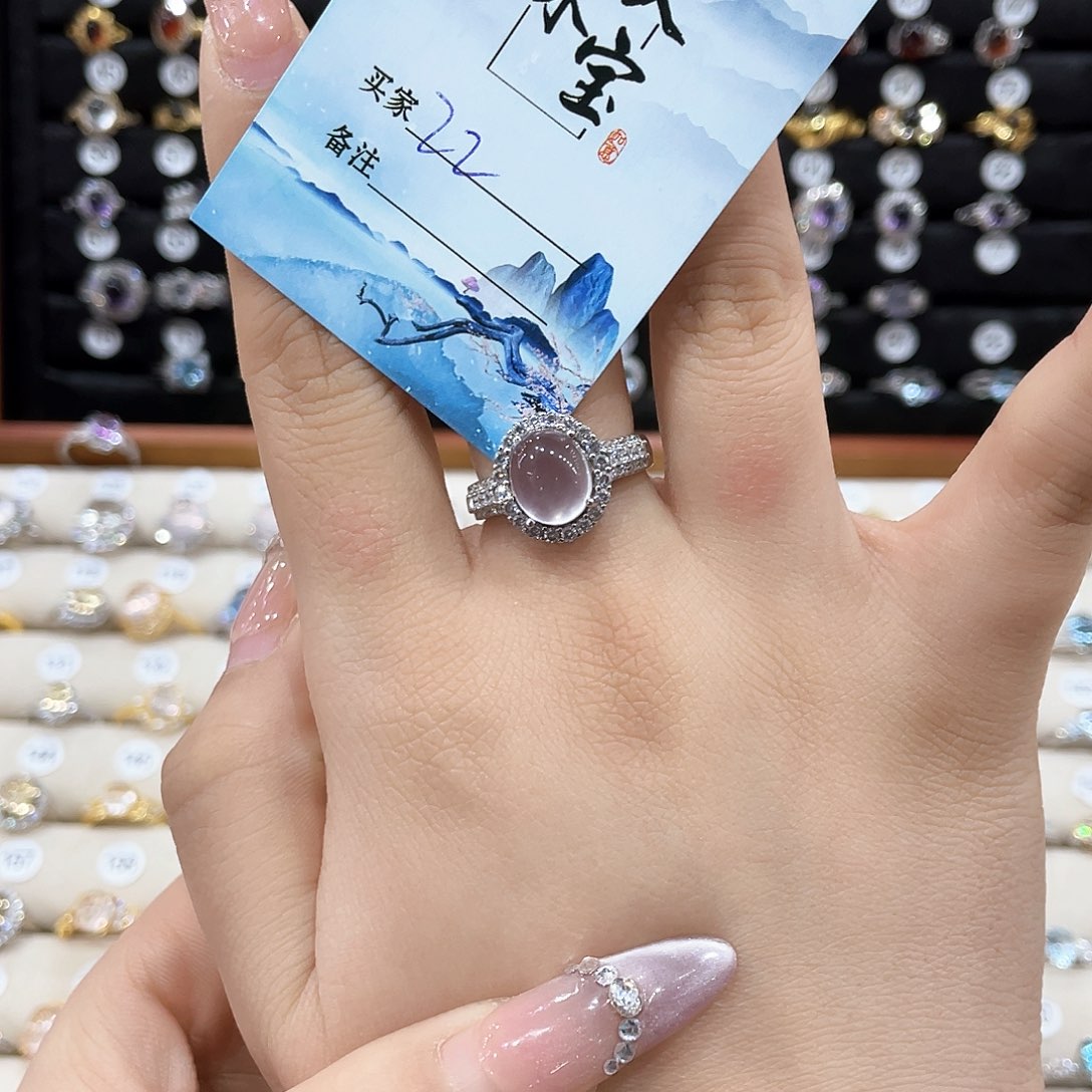 芙蓉石戒指女银S925镶嵌じ****頭22