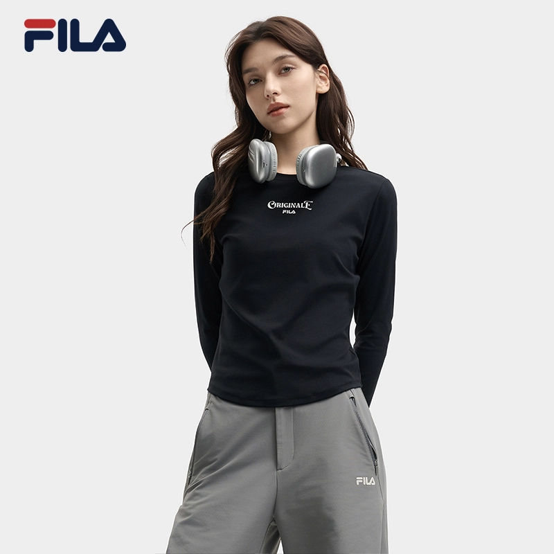 FILA斐乐秋季时尚运动透气舒适显瘦女T恤针织长袖衫F11W539205F