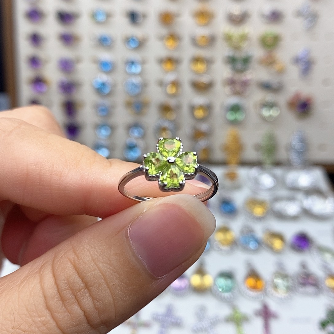 橄榄石戒指银S925镶嵌需要证书备注