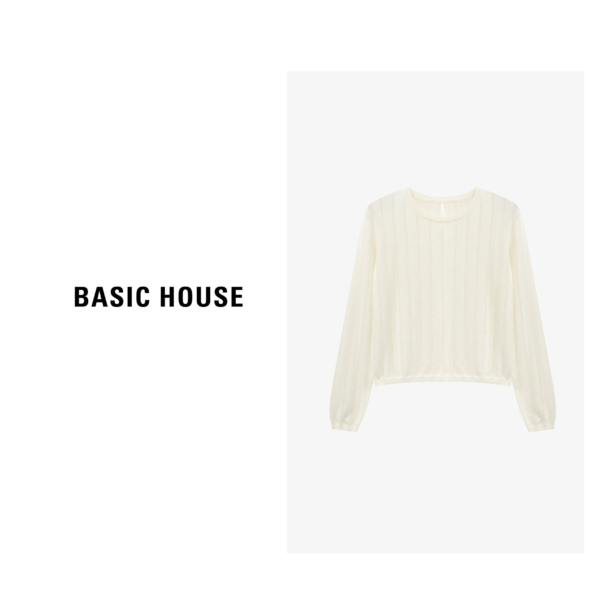 Basic House/百家好早秋气质长袖极简高级风针织衫-B0625B5JBP2