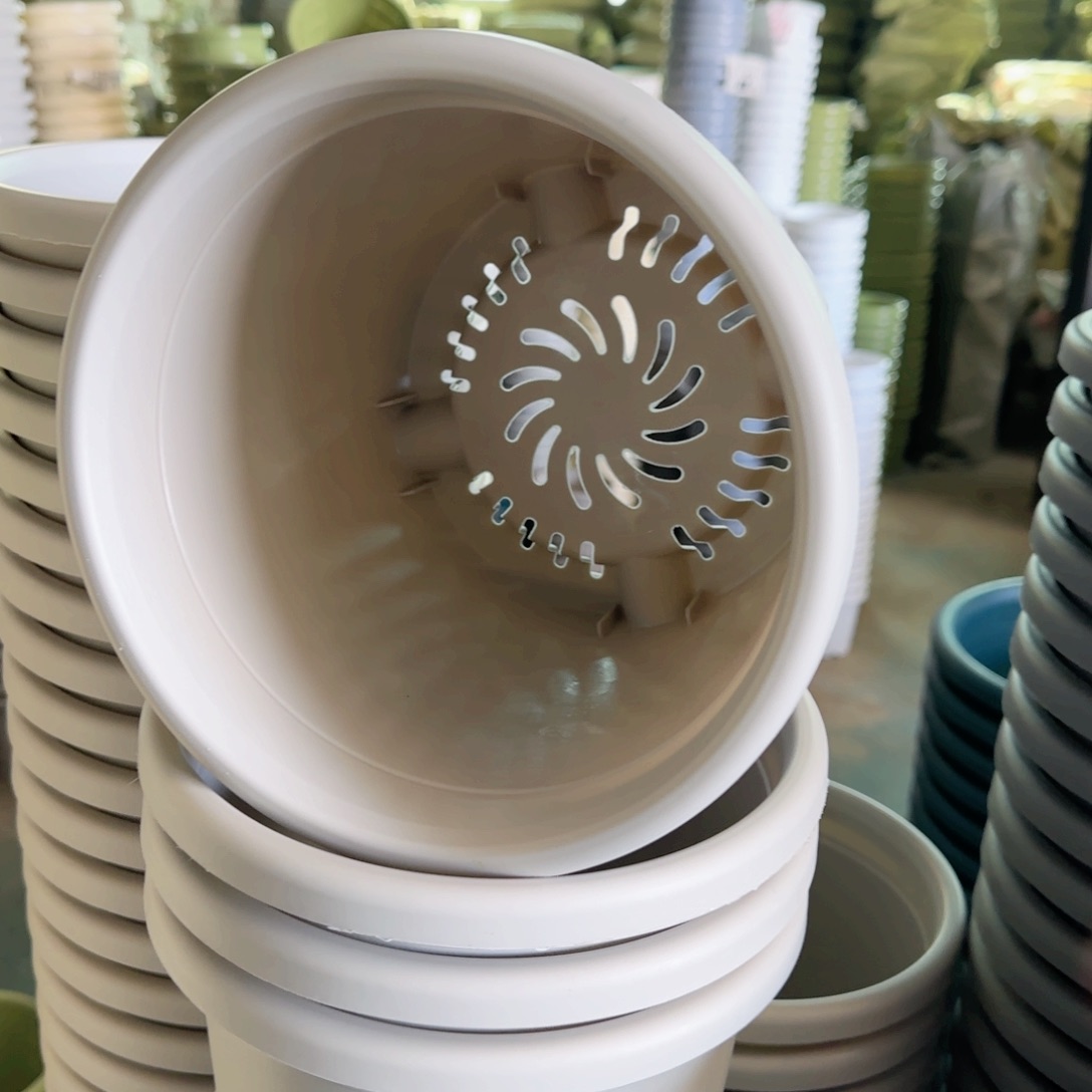 树脂四季盆3#无拖灰白微瑕10