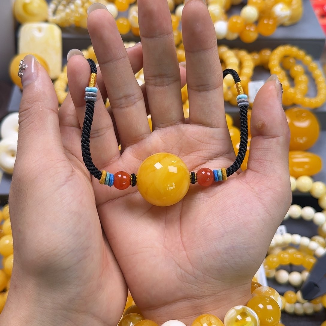 琥珀珠宝奇石未镶嵌锁骨29mm