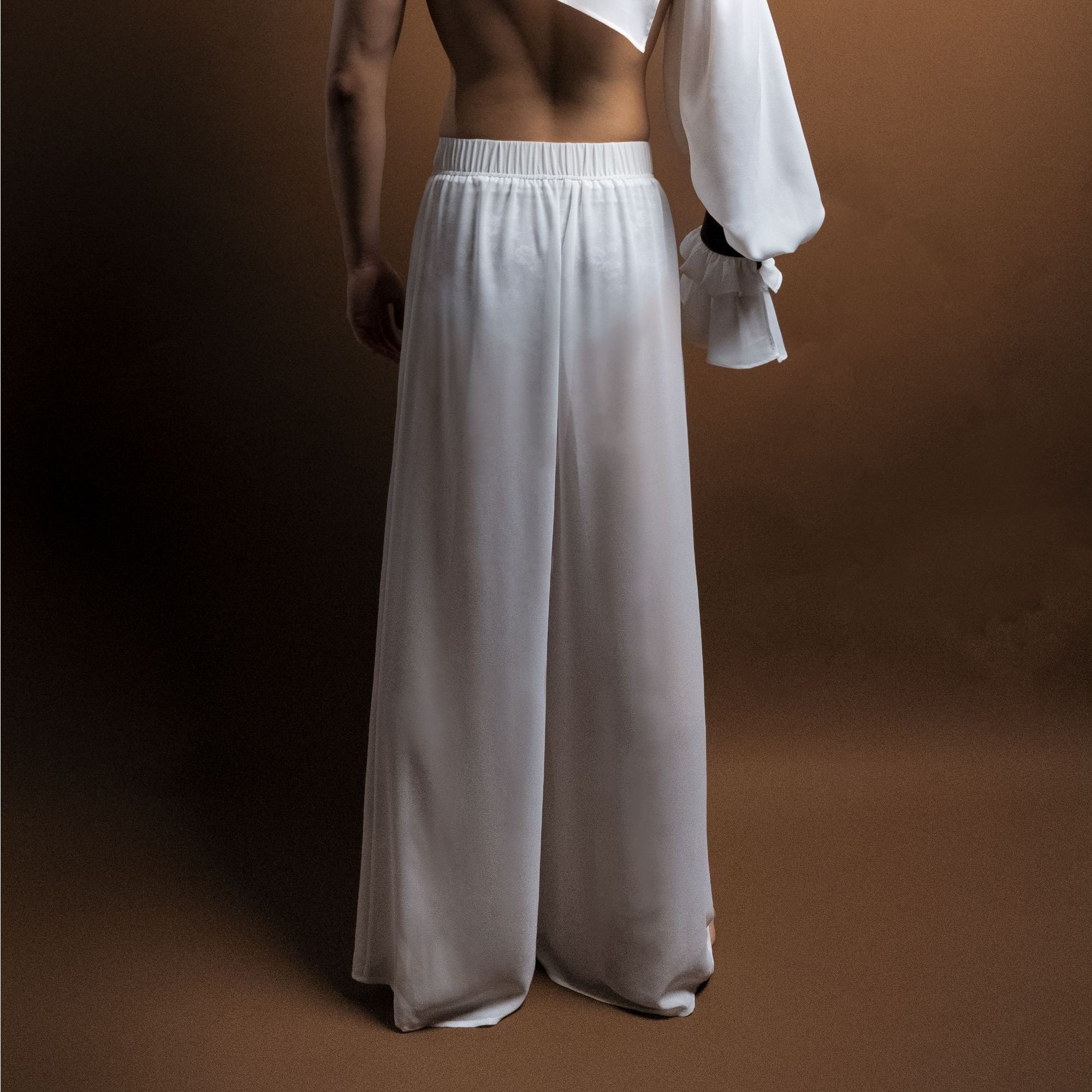 白色雪纺宽松睡裤男垂感