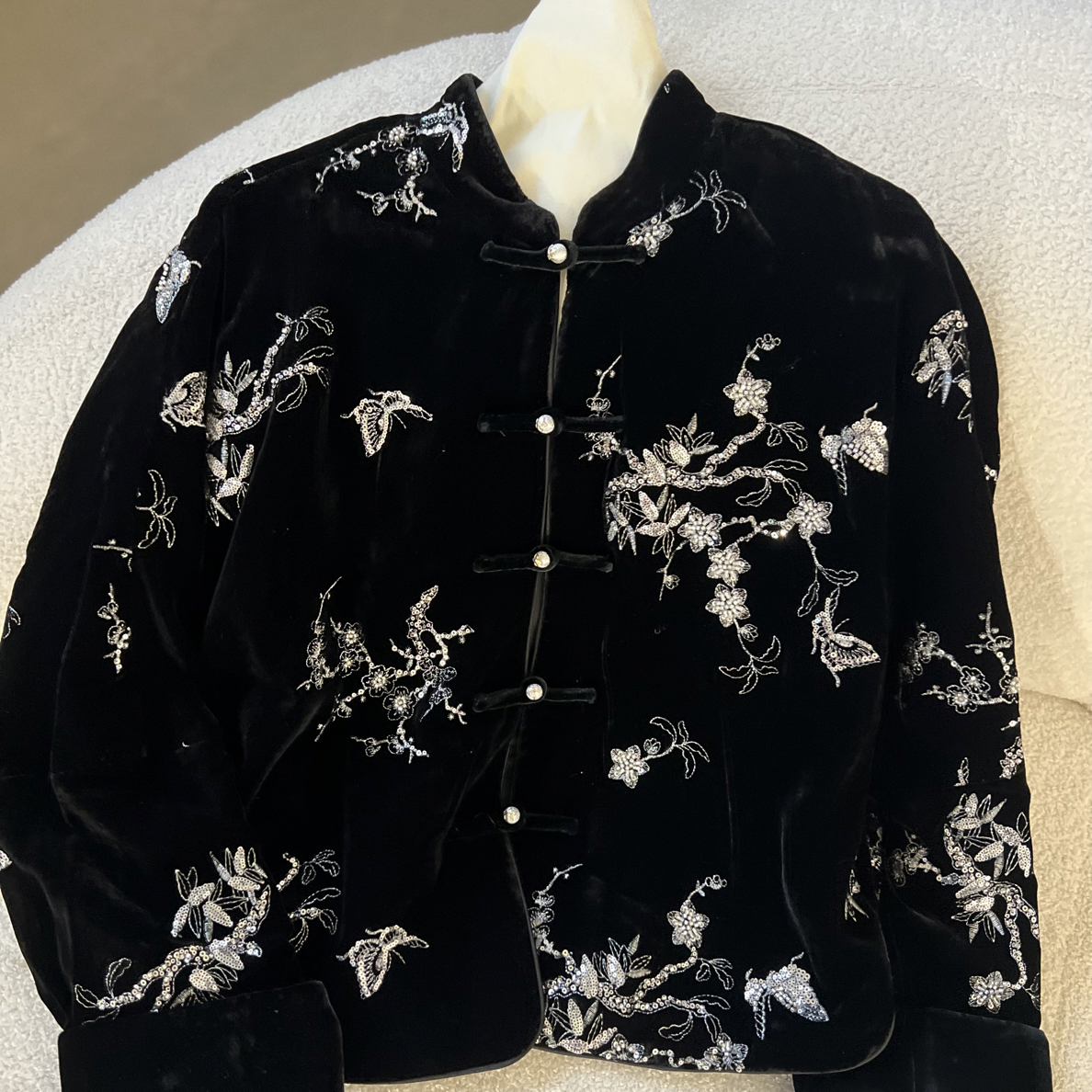 新中式轻国风春秋轻奢重工提花刺绣盘扣外套1335