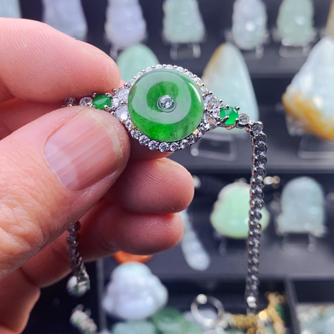 翡翠颈饰未镶嵌天然翡翠平安扣手链