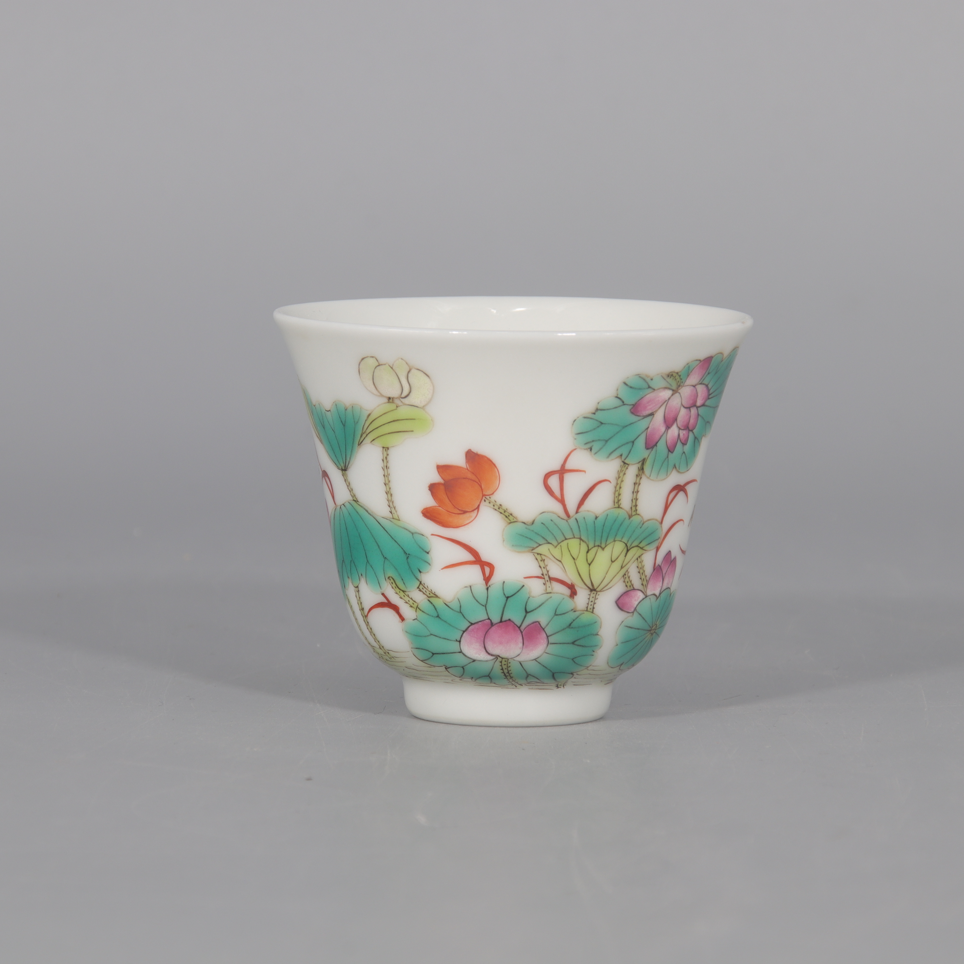 粉彩一鹭莲科杯  H412-522