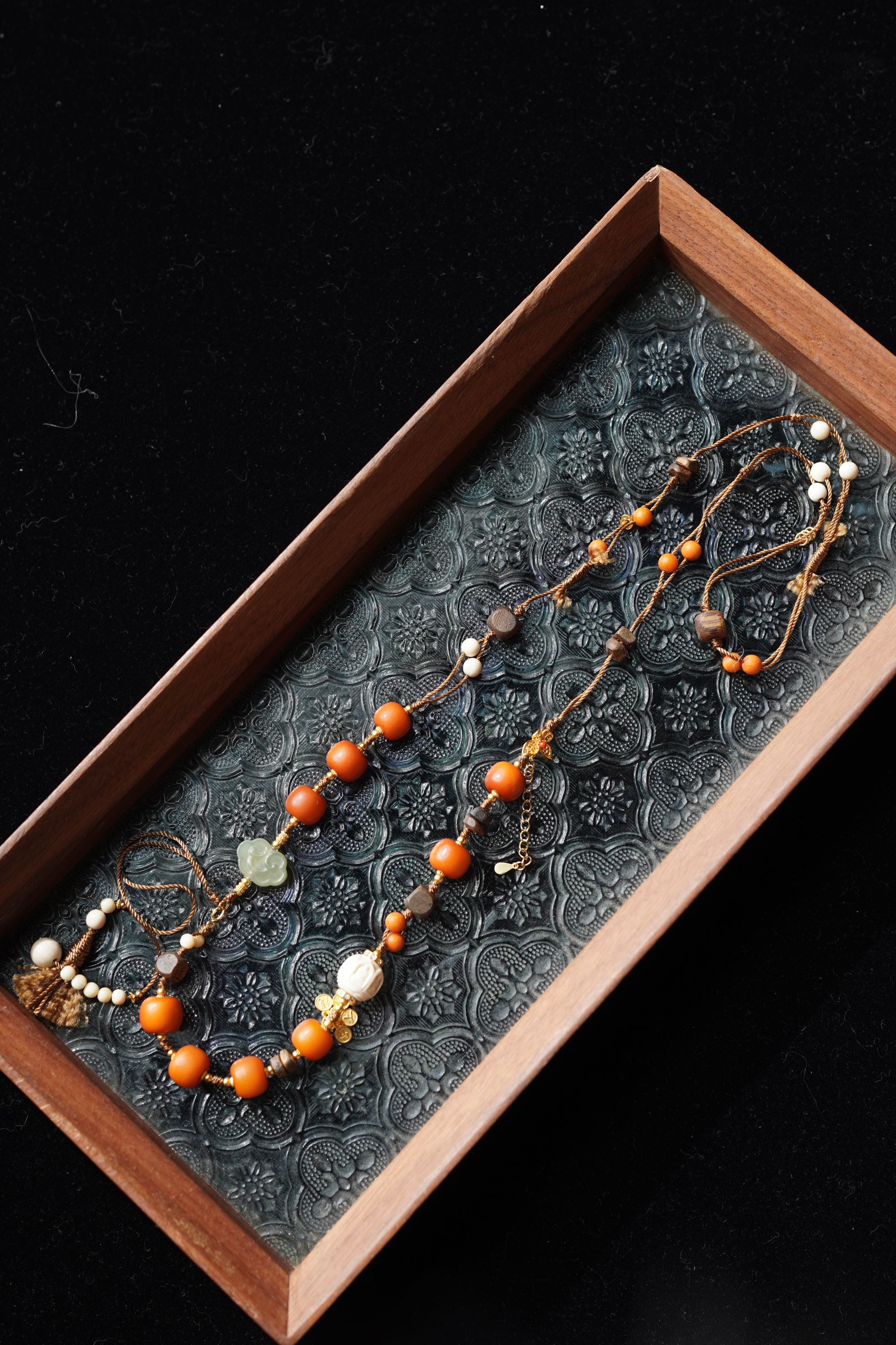 莫道桑榆晚 天然猛犸牙雕刻6面佛10*12mm顶珠项链