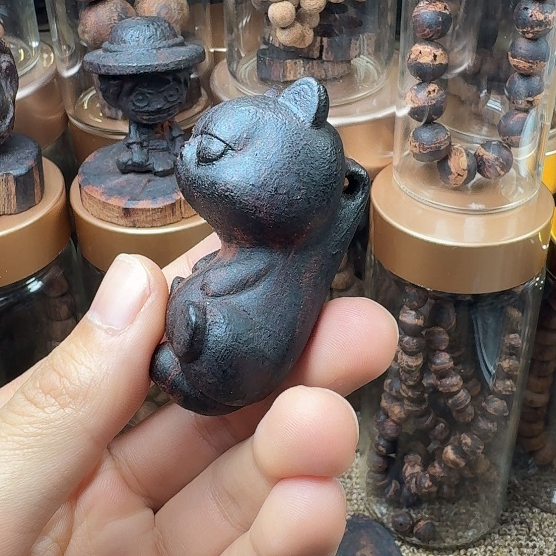 降真香其他咖啡猫挂件把件