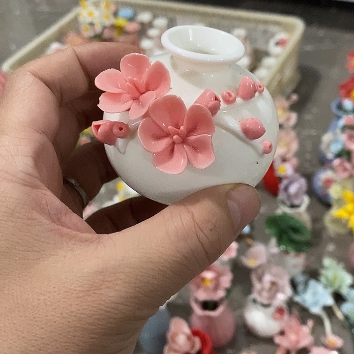 瓷片纯手工陶瓷花摆件
