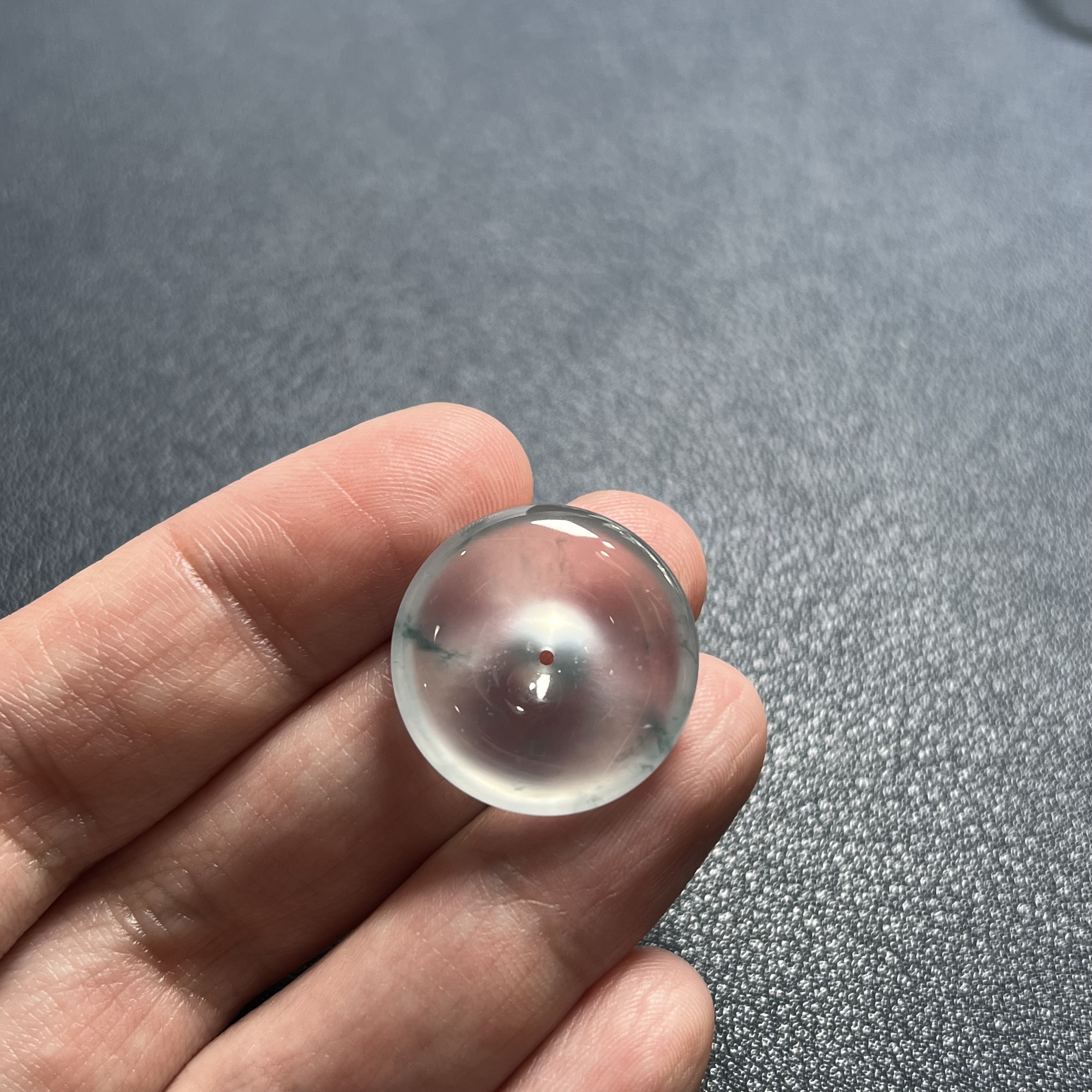 极致老坑玻璃种飘蓝花平安扣吊坠21.3×5.5