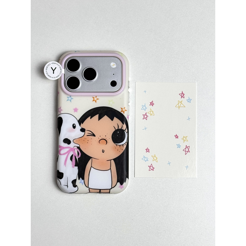 可爱星星小狗咬脸小玉手机壳适用苹果iPhone17promax包相机键磨砂