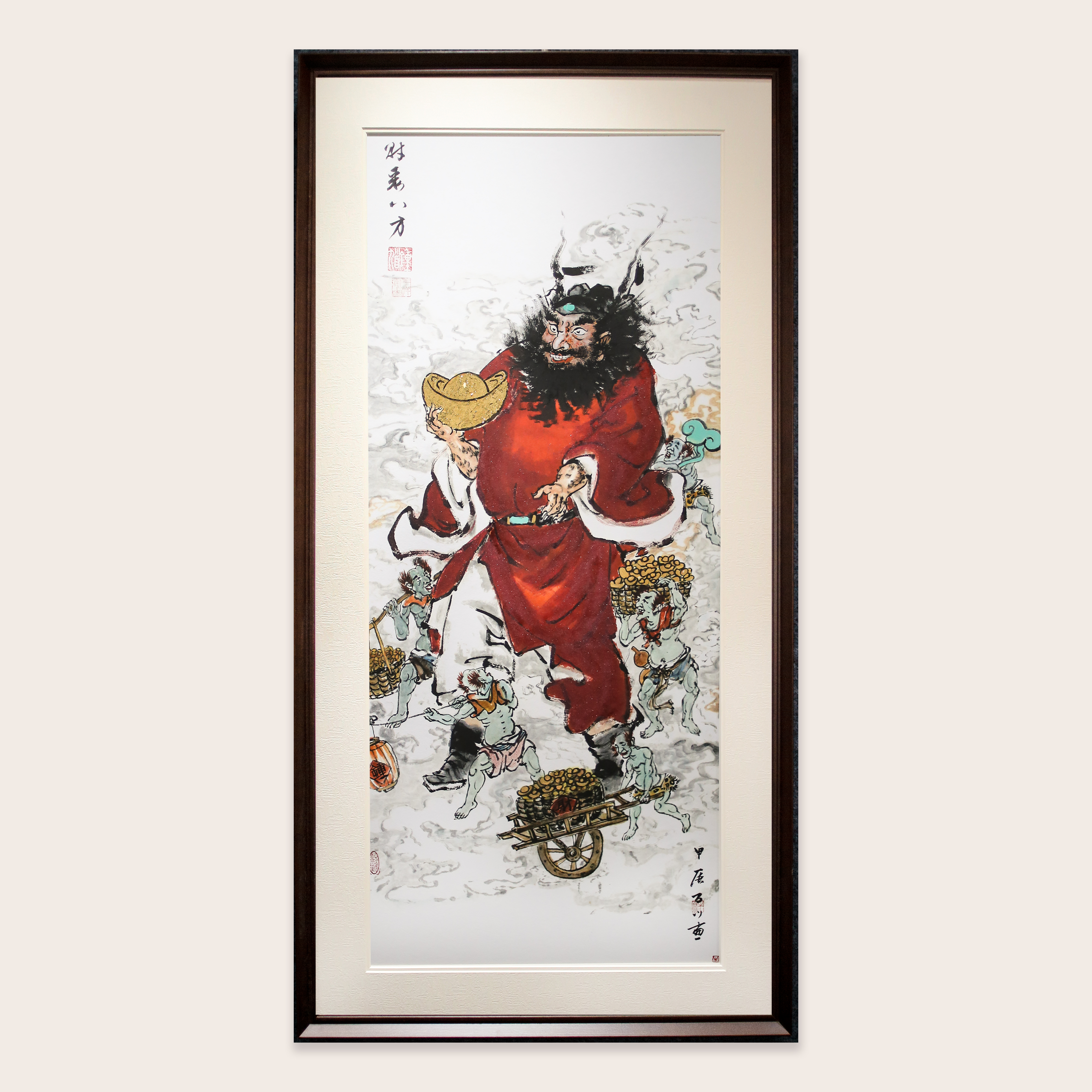 《财聚八方》百川钟馗120*60/100*50厘米朱砂手绘茶室客厅玄关挂画