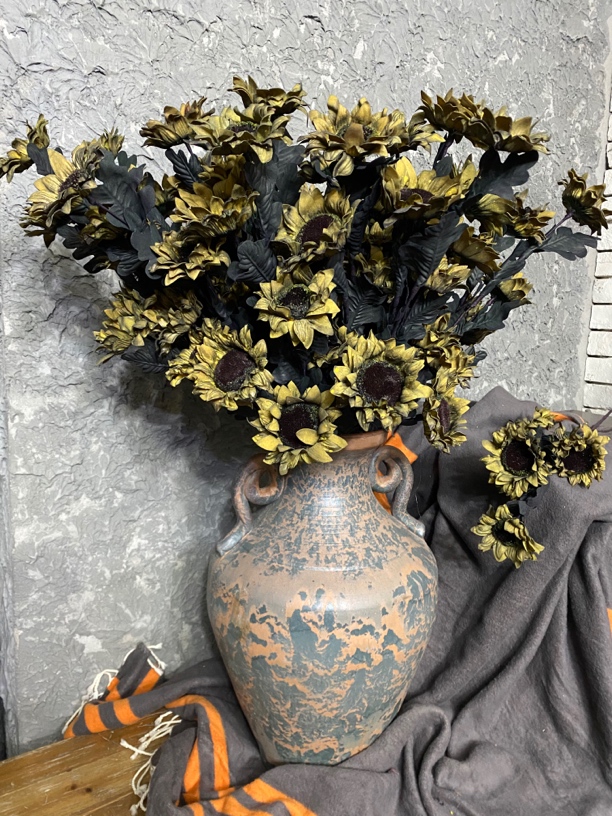家庭装饰花（复古油画风5头向日葵10支）