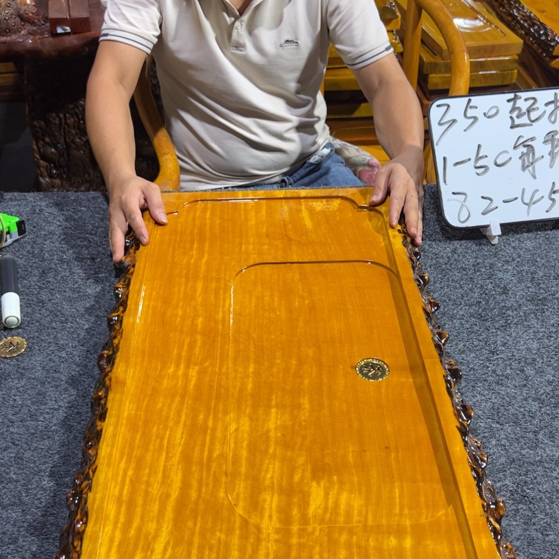 缅甸大叶金丝楠实木茶盘