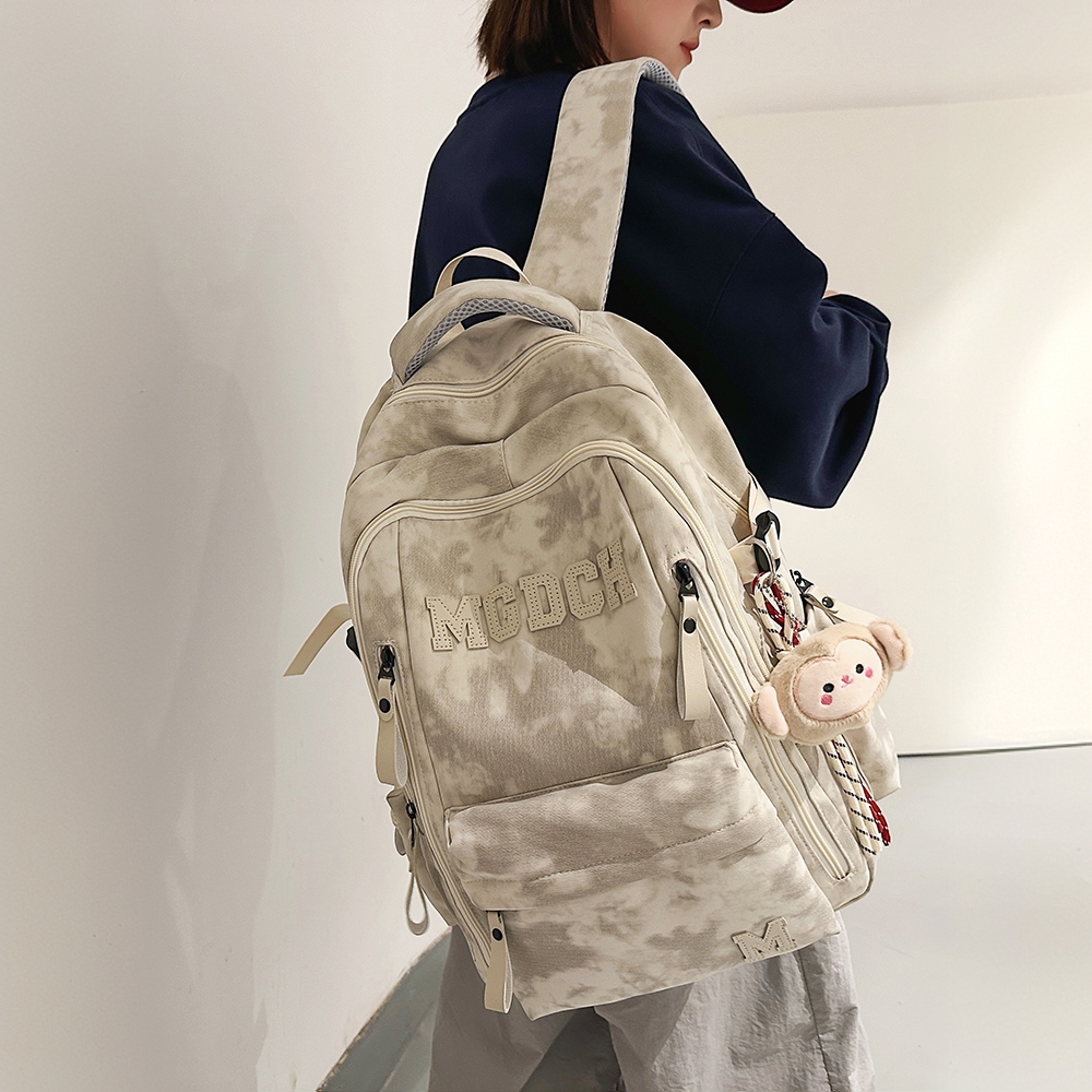 扎染书包女电脑包减负大容量双肩包男大学生旅行通勤背包