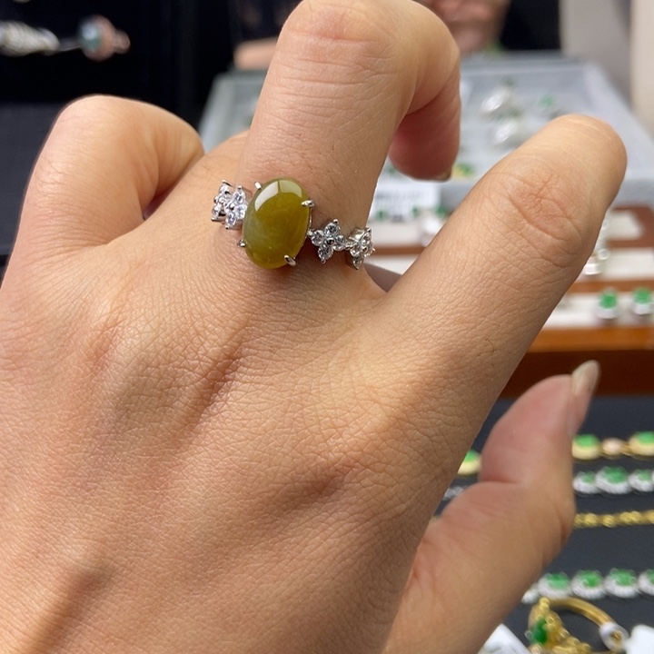 翡翠戒指银S925镶嵌戒指